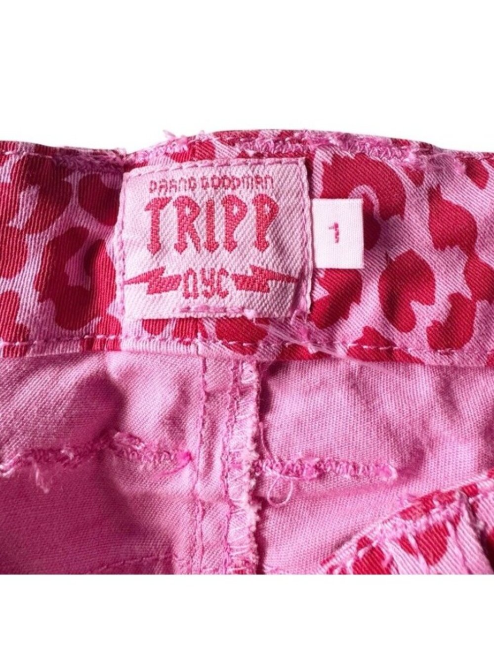 Tripp NYC Women's Sz 1 Hot Pink Red Leopard Cheetah Print Skinny Jeans NWT Rare - Picture 4 of 12